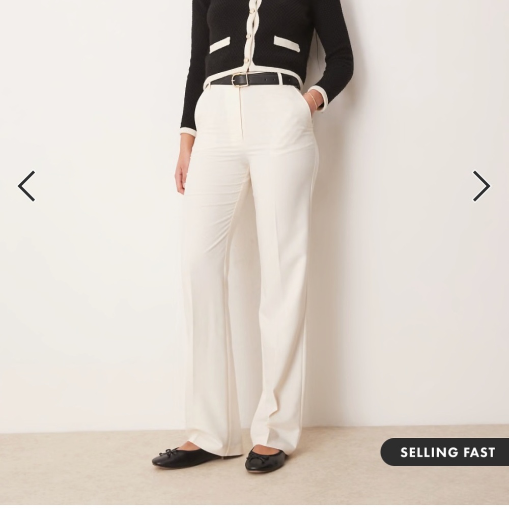 ASOS DESIGN Tall slim straight tailored pants in cream - SIZE 8 TALL